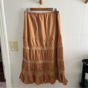 Vtg Charlotte Russe Y2K Tiered Maxi Skirt Sz L Lace Boho Fairy Coquette Cottage